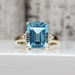 10K Blue Topaz Diamond Ring