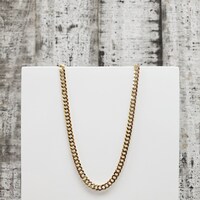 24" 14K Solid Diamond Cut Curb Link Necklace