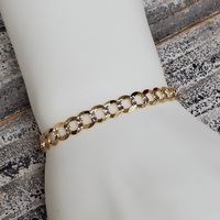 8" 14KSolid Diamond Cut Curb Link Bracelet