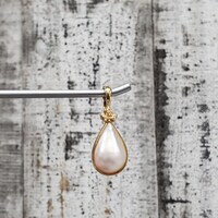 14KLarge Pear Pearl Diamond Pendant