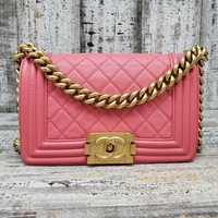 Chanel Pink Lambskin Quilted Small Boy Bag