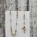 14K TriColor Drop Rosary Necklace