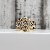 14K Two-Tone CZ Ring
