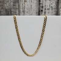 24" 14K Solid Diamond Cut Curb Link Necklace