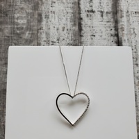 16.5" 18K Box Link Necklace With Heart CZ Pendant 