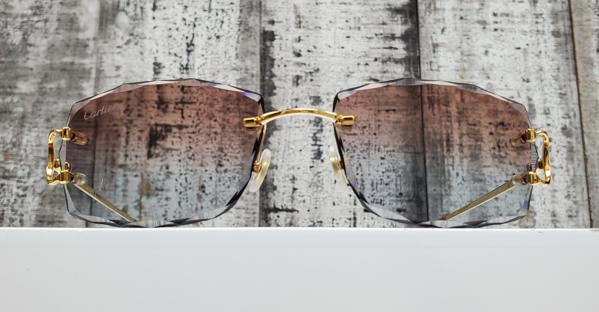 Cartier Rimless Shape, Trivex Lenses Gradient Tinted Gray - Burgundy ...