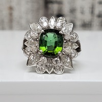 Platinum Green Tourmaline Diamond Ring