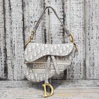 Christian Dior Saddle Handbag Embroidered Oblique Canvas Medium 