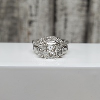 Platinum Diamond Curved Band Wedding Set Soldered Together