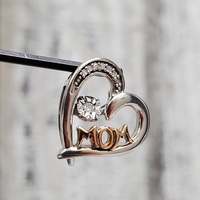 10K/Silver Diamond "Mom" Heart Pendant