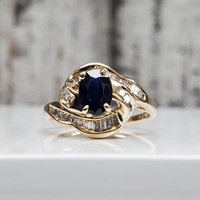 14K Diamond + Sapphire Ring
