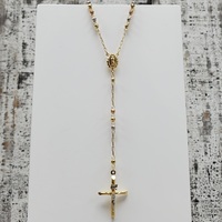 14K TriColor Drop Rosary / Rosario Necklace