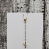 14K TriColorDrop Rosary / Rosario Necklace