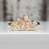 14K TriColor Flower Design Ring