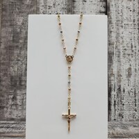 14K TriColor Rosary / Rosario Necklace