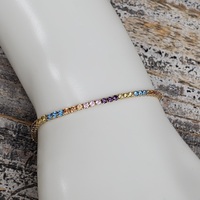 7.5" 14KMulti Colored CZ Stone Line Bracelet