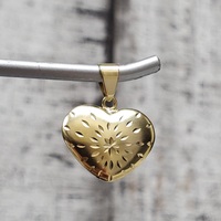 14K Semi Hollow Heart Pendant