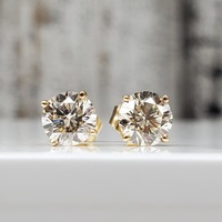 14K LAB GROWN Diamond Stud Friction Backs Earrings