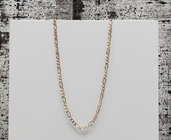 22" 14K TriColor Diamond Cut Figaro Link Necklace