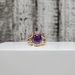 14K Cabochon Amethyst Diamond Ring