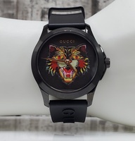 Gucci G-Timeless 38mm 126.4 Black Watch w/ Rubber Strap