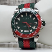 $1450 Gucci 136.3 44mm Dive Watch w/ Red/Green Icon Web Nylon Strap