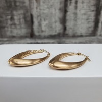 10K Fancy Design Oval Hoop Earrings