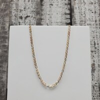 24" 14K TriColor Anchor Figaro Link Necklace