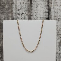 20" 14K TriColor Diamond Cut Figaro Link Necklace