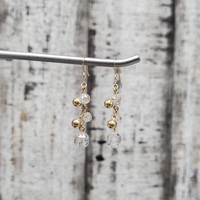 14K Gold and Clear Beads Dangle Earrings