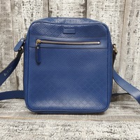 Gucci Guccissima Blue Flat Messenger Bag