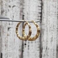 10K Bamboo Style Hoop Earrings