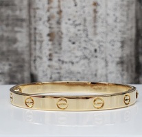 18K Solid Screw Design Bangle - Some Wear on Inside of Bangle