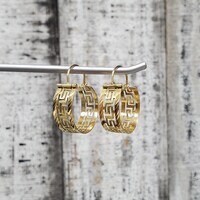 14K Meander Design Hoop Earrings