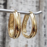 14K Fancy Design Hoop Earrings 