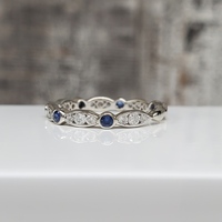 $1990 Cherie Dori Sapphires Stackable Fancy Design Diamond Band Ring