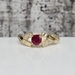 14K Synth Ruby + CZ Fancy Design Ring 