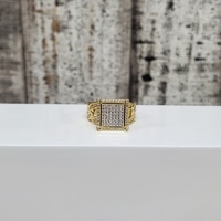 14KCuban Link Band Cluster CZ Ring