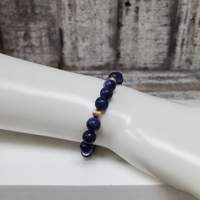 7.5" 14K Lapis Bead Bracelet