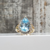 10K Blue Topaz Diamond Ring