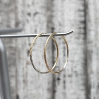 14K TriColor Textured Hoop Earrings