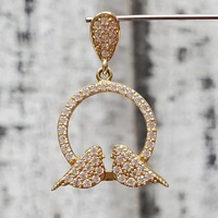 14K 2 Birds Circle CZ Pendant