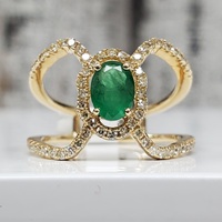  $3500 BRAND NEW Emerald + Diamond Fashion Ring 