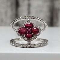 $3209 BRAND NEW Rubies + Diamond Fancy Design Ring