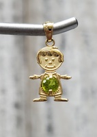 14K Little Kid Green Stone Pendant