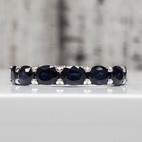 BRAND NEW 14K Diamond + Sapphire Wave Band Ring