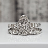 10K Marquise Shaped Diamond Cluster Wedding Set