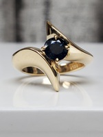 14K Round Blue Sapphire Ring