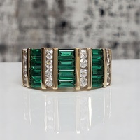 14K Synth Emeralds + White Sapphire Ring