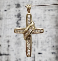 14K Cross Religious Diamond Pendant